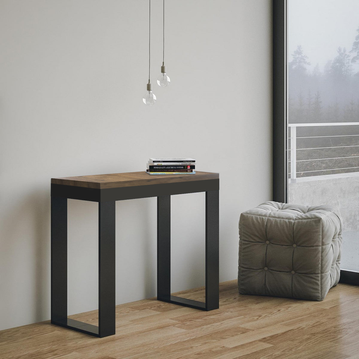 Consolle allungabile 90x40/196 cm Pieve Small Evolution Noce telaio Antracite