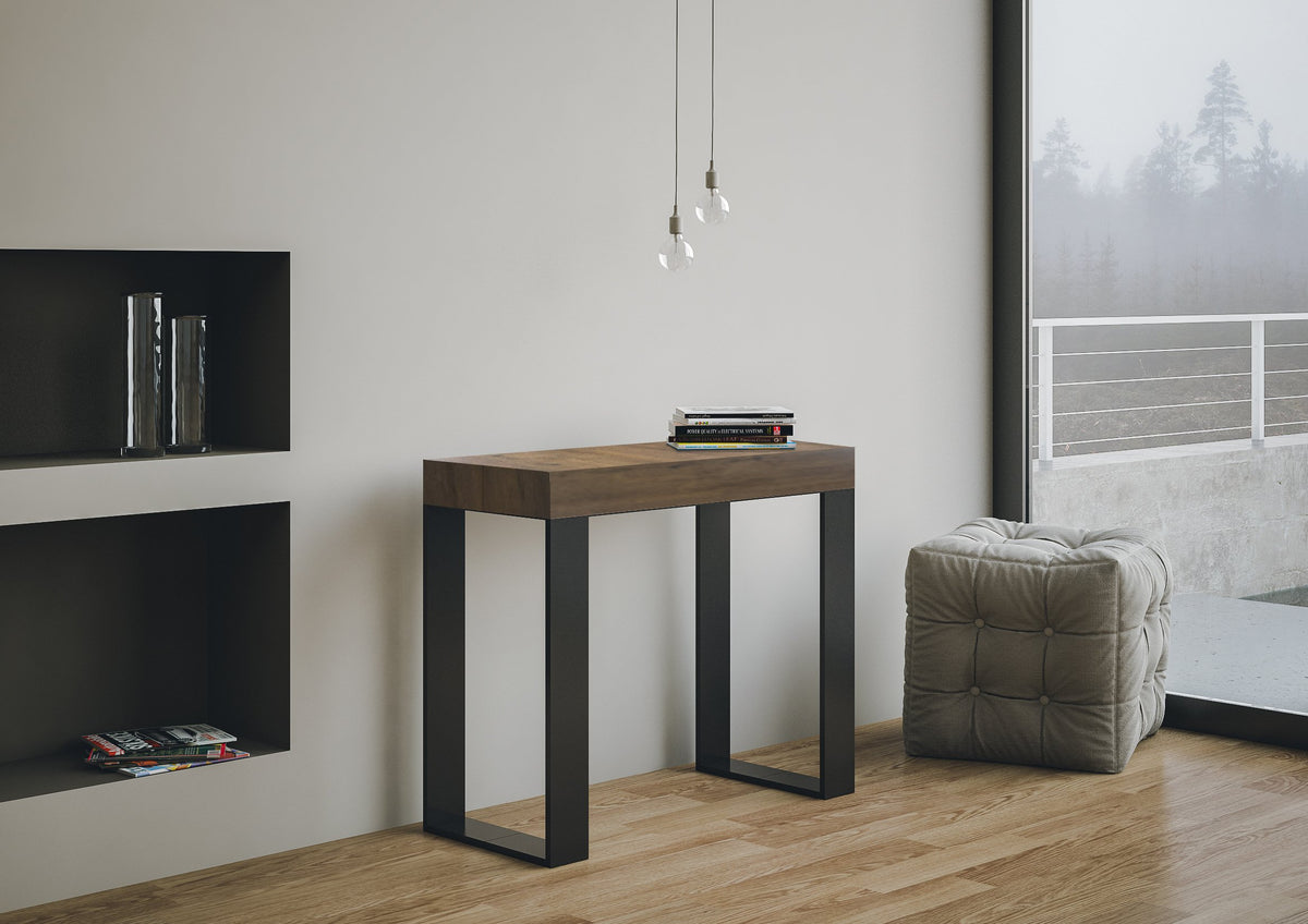 Consolle allungabile 90x40/196 cm Pieve Small Premium Noce telaio Antracite
