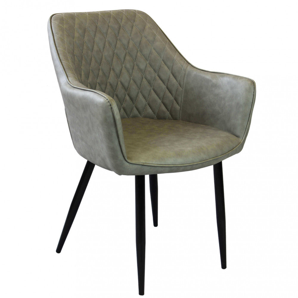 SINDY CHAIR IN FAUX LEATHER. Metal frame, faux leather seat and back. Dimensions: 56 x 60 x 87 cm h.