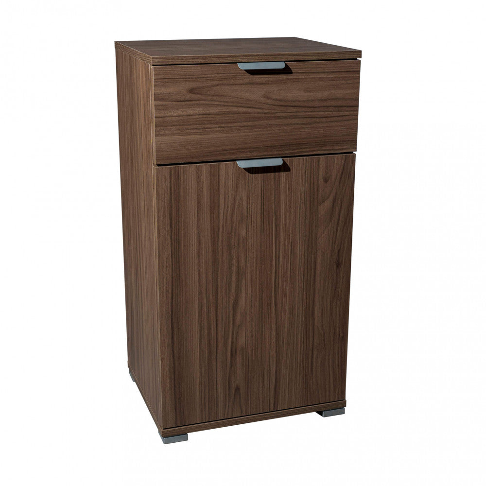 LENA CABINET WITH 1 DOOR AND 1 DRAWER, WALNUT STAIN. Dimensions: 45 x 38 x 85 cm h.