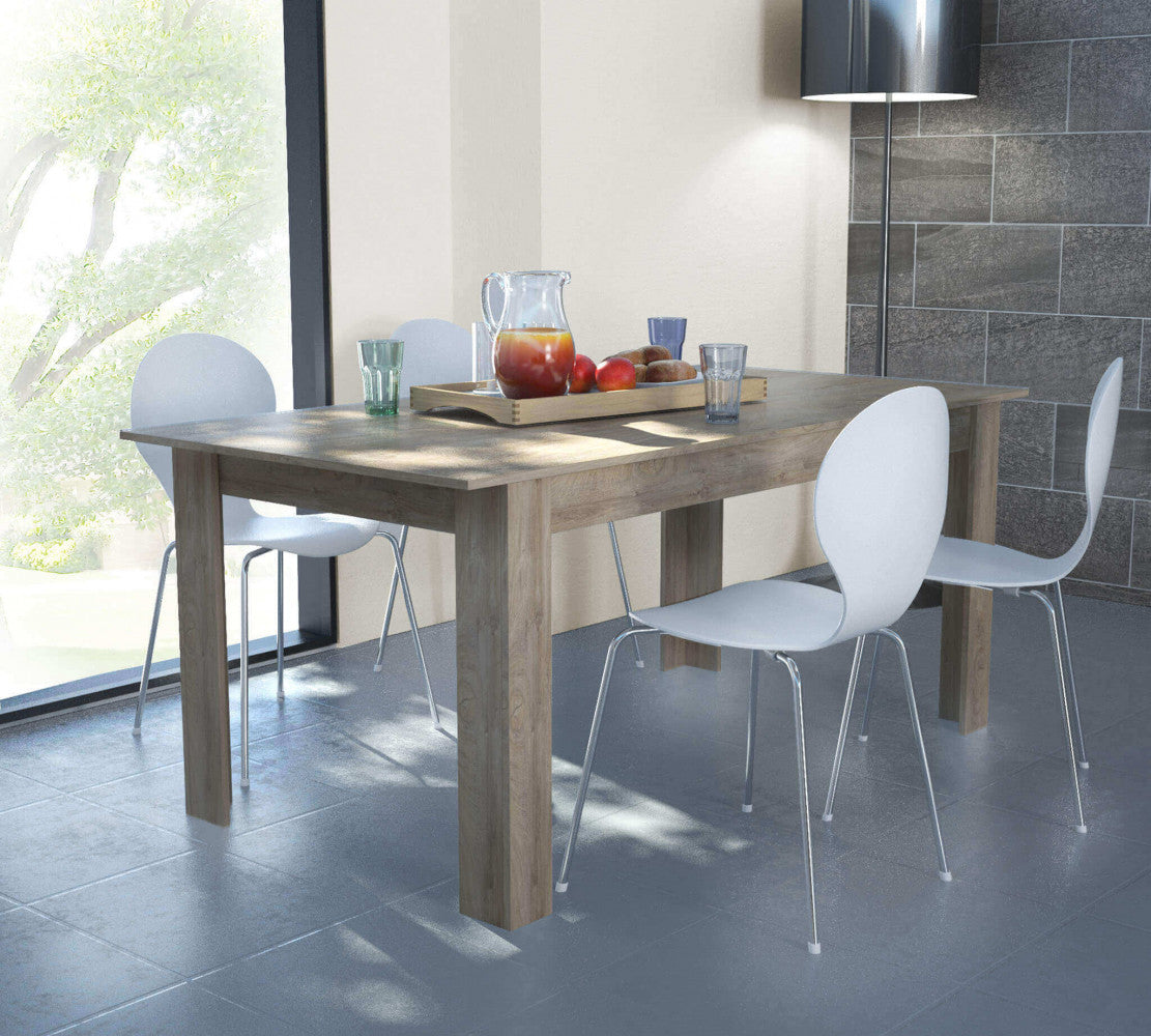 GEMMA LIGHT OAK TABLE. Light oak wooden table. Dimensions: 160/200 cm x 90 x 75 cm. Garden furniture.
