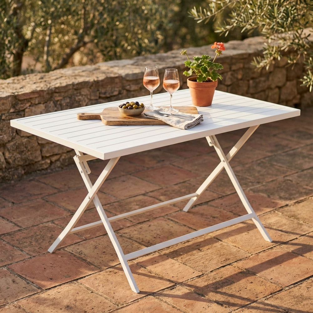 TAVOLO ALABAMA 70 X 130 PIEGHEVOLE. Struttura in alluminio BIANCO, TAUPE o ANTRACITE Dimensioni: cm 130 x 77 x 73 h. Arredo Giardino