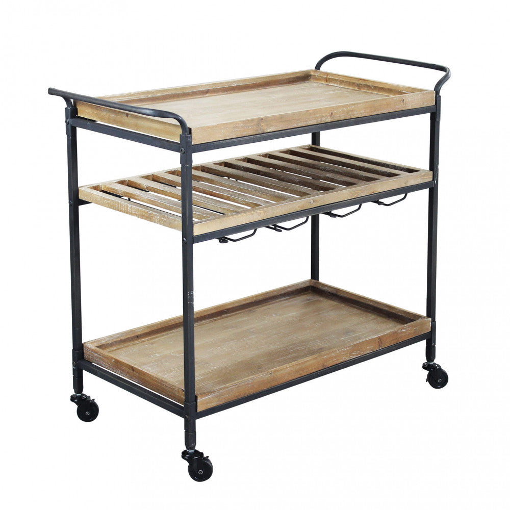 MOBILE CAMRON. Mobile in ferro e legno con 3 ripiani Dimensioni: cm 87,3 x 42,5 x 77 h.