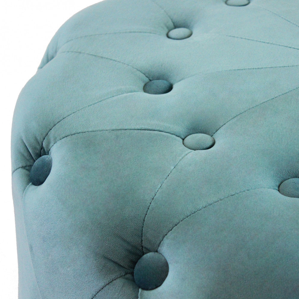 POUF MAXIM ROTONDO IN VELLUTO VERDE. Dimensioni: cm ò 67 x 41 h.