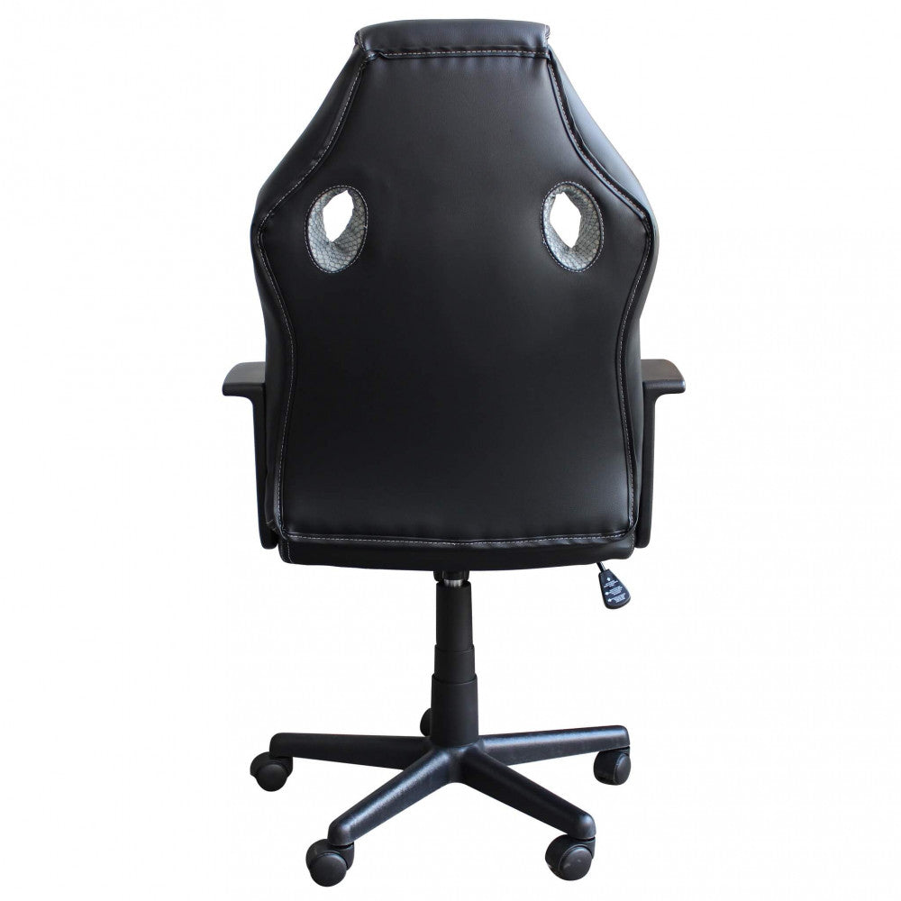 UNCHARTED GREY AND BLACK GAMING CHAIR. Dimensions: 61 x 65 x 104-113.5 cm.