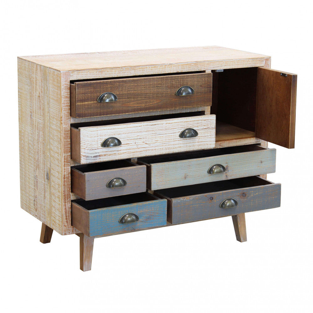 MOBILE DAMON. Mobile con 6 cassetti e 1 anta in legno colorato Dimensioni: cm 90 x 40 x 75 h.