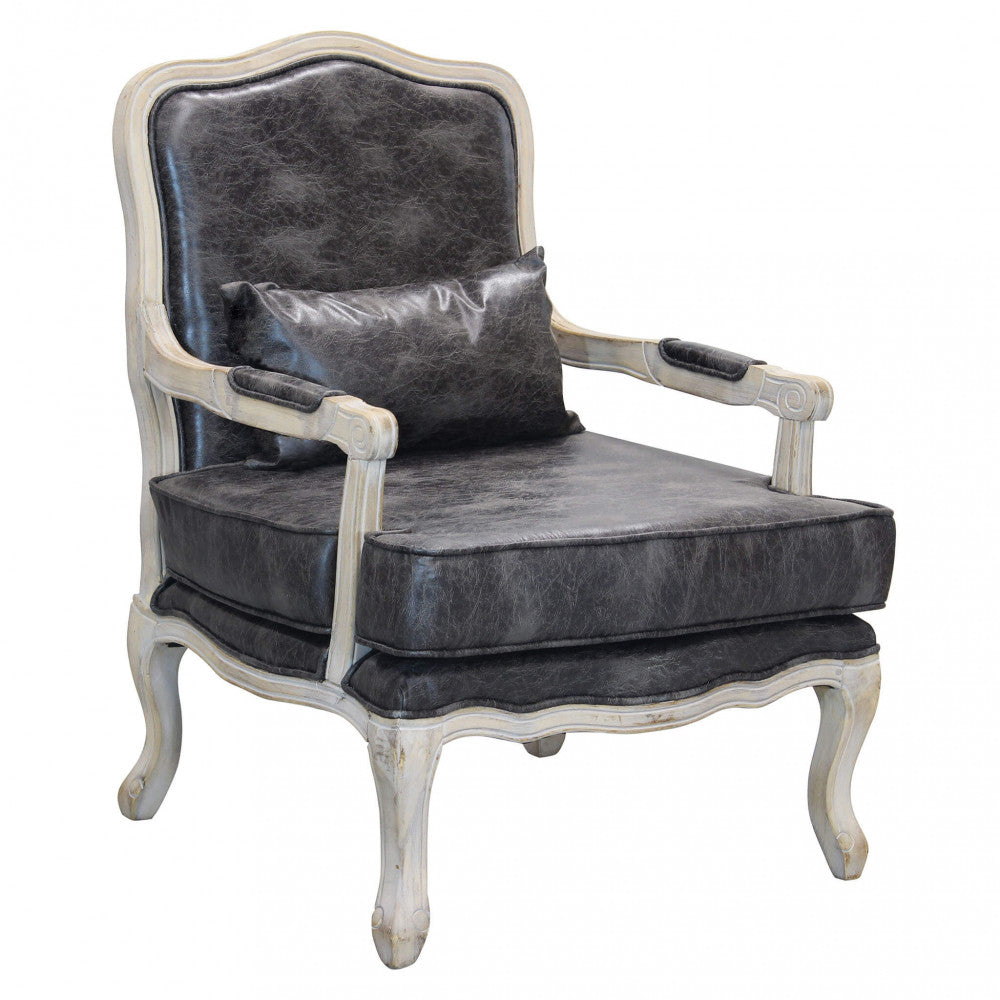 POLTRONA CHRISTY IN ECOPELLE VINTAGE GRIGIO. Dimensioni: cm 64 x 72 x 92 h.