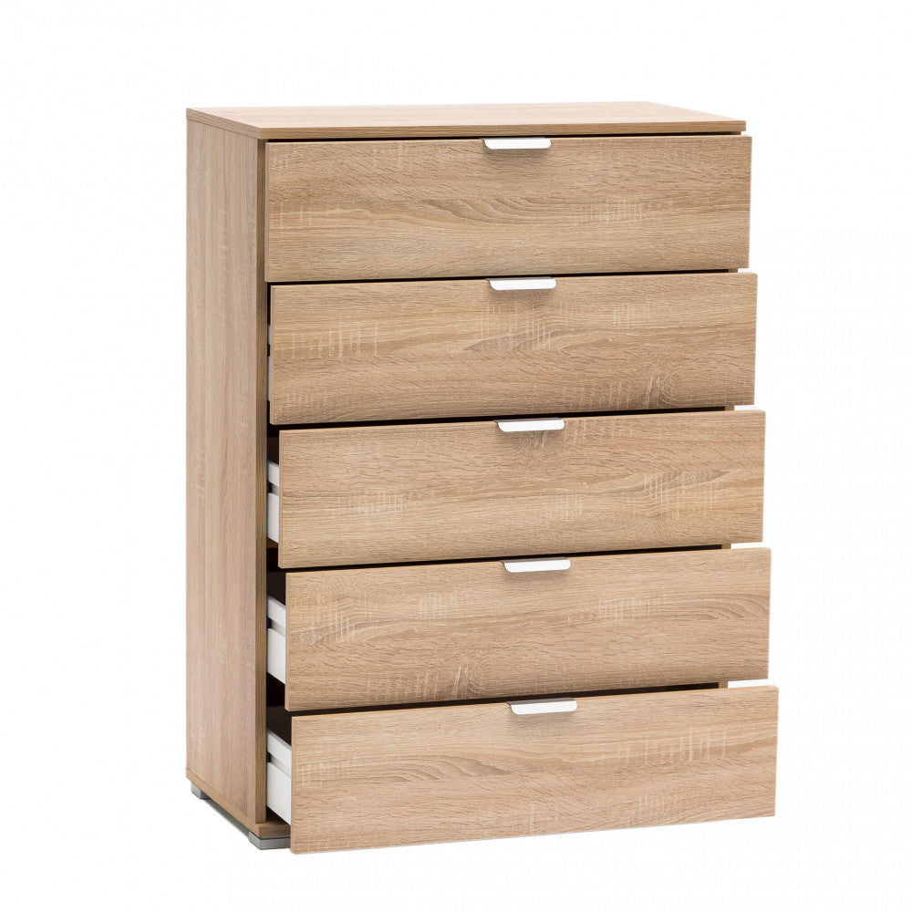 MOBILETTO EVERGLADE 5 CASSETTI NATURALE. Dimensioni: cm 75 x 38 x 103 h.