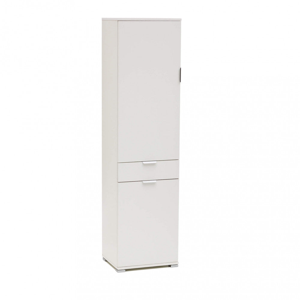 ARMADIO LIRIO CON 2 ANTE E 1 CASSETTO BIANCO. Dimensioni: cm 45 x 38 x 174 h.
