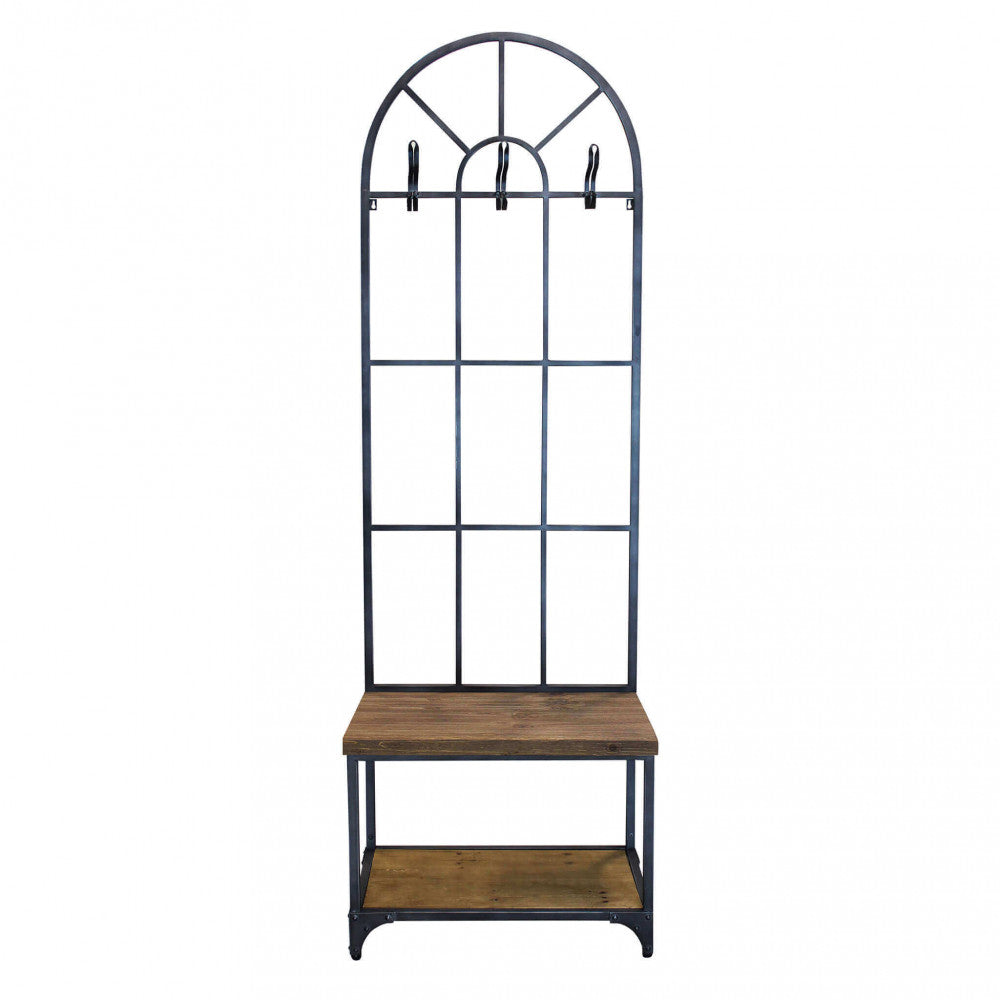 BOOKER COAT STAND WITH BENCH. Dimensions: 63.5 x 41 x 191 cm h.