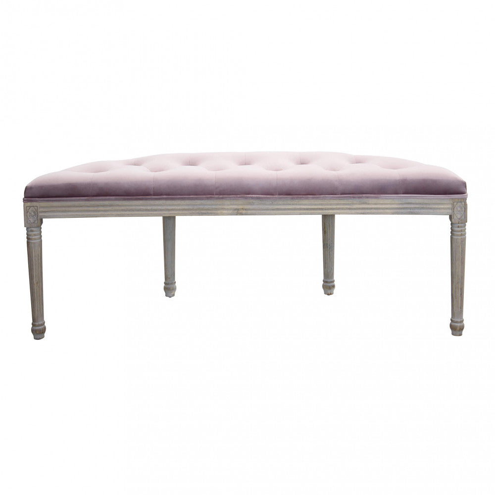 PANCA MARGI IN VELLUTO ROSA. Dimensioni: cm 125 x 45 x 48 h.