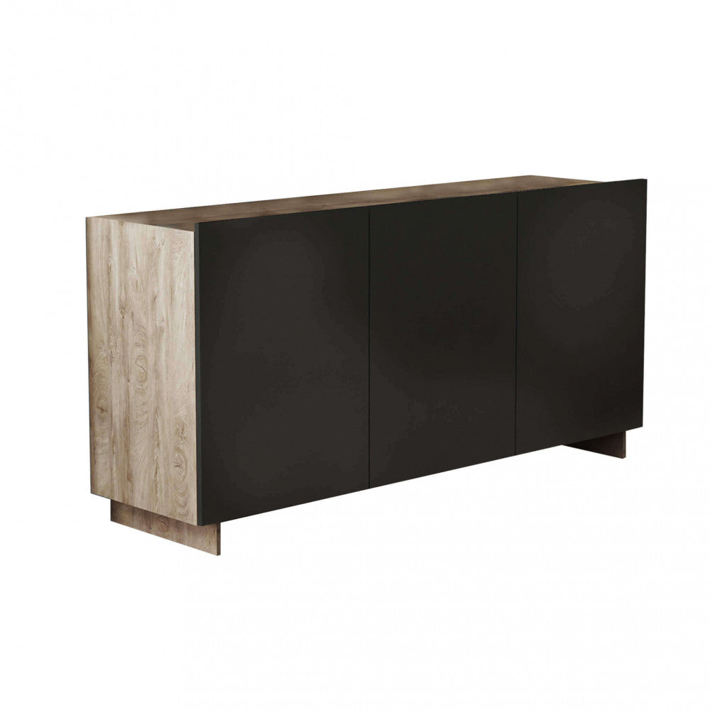 CREDENZA CARLILE ANTRACITE E ROVERE CHIARO. Credenza in legno ANTRACITE e ROVERE CHIARO Dimensioni: cm 150 x 40 x 76 h.