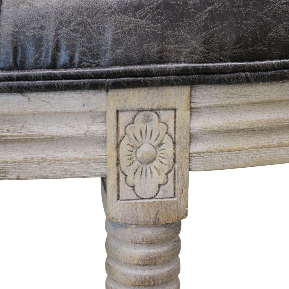 PANCA MARGI IN IN ECOPELLE VINTAGE GRIGIO. Dimensioni: cm 125 x 45 x 48 h.