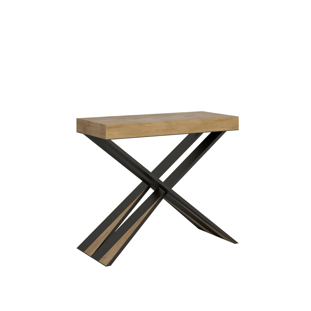 Consolle allungabile 90x40/300 cm Longarone Premium Quercia Natura telaio Antracite
