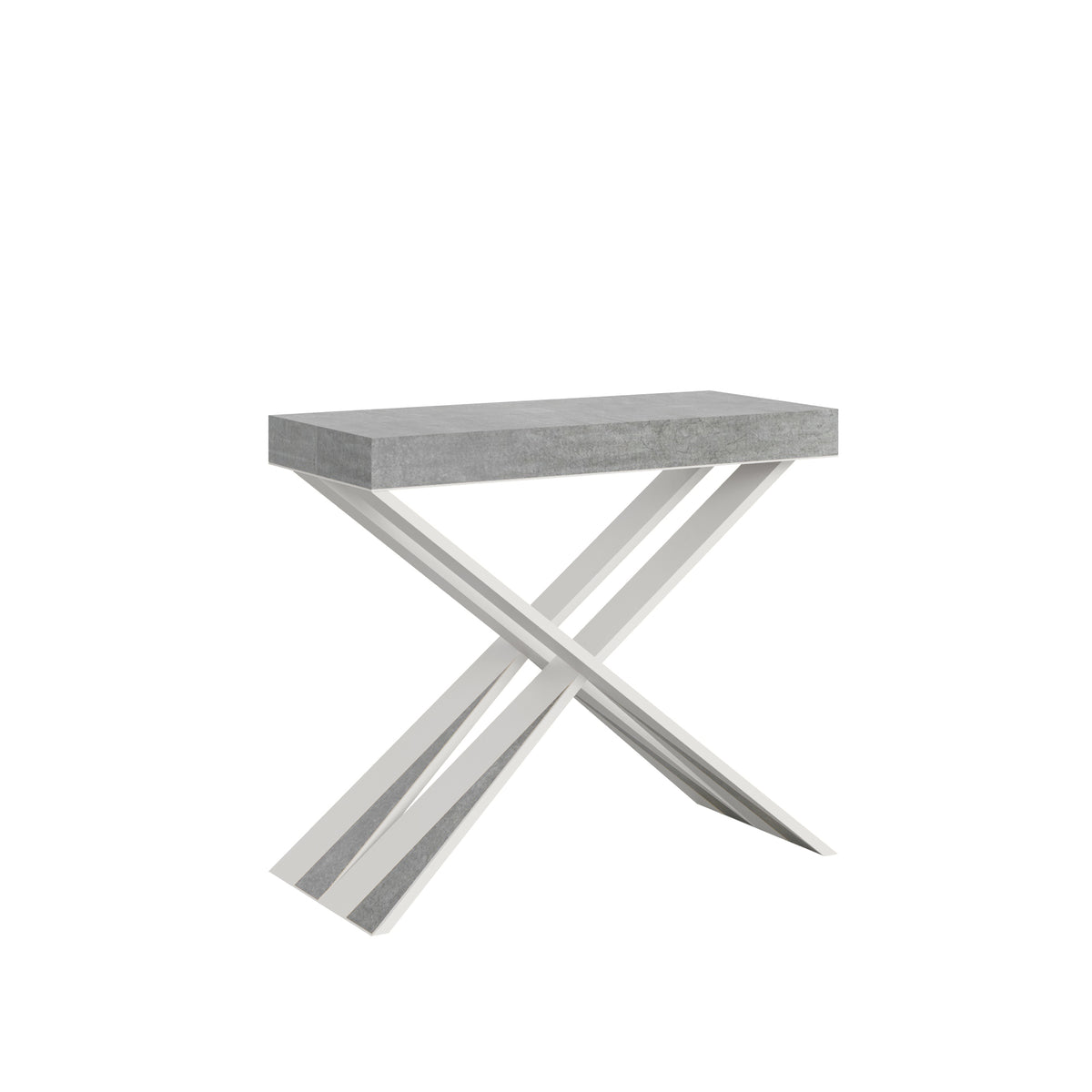 Consolle allungabile 90x40/196 cm Longarone Small Cemento telaio Bianco