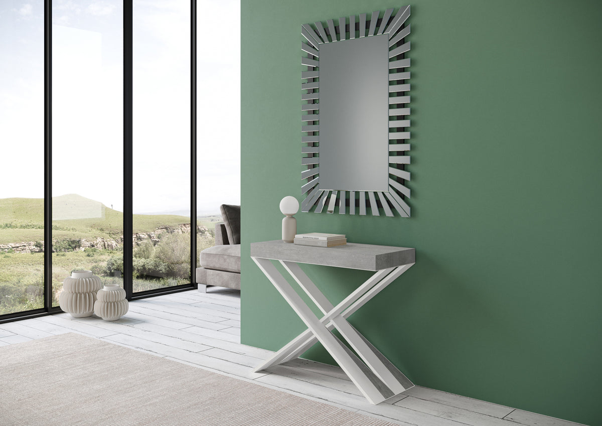 Consolle allungabile 90x40/196 cm Longarone Small Cemento telaio Bianco