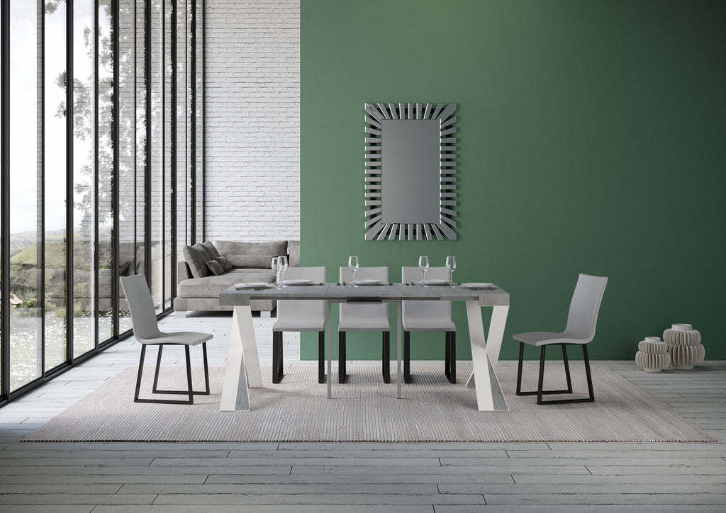 Consolle allungabile 90x40/196 cm Longarone Small Cemento telaio Bianco