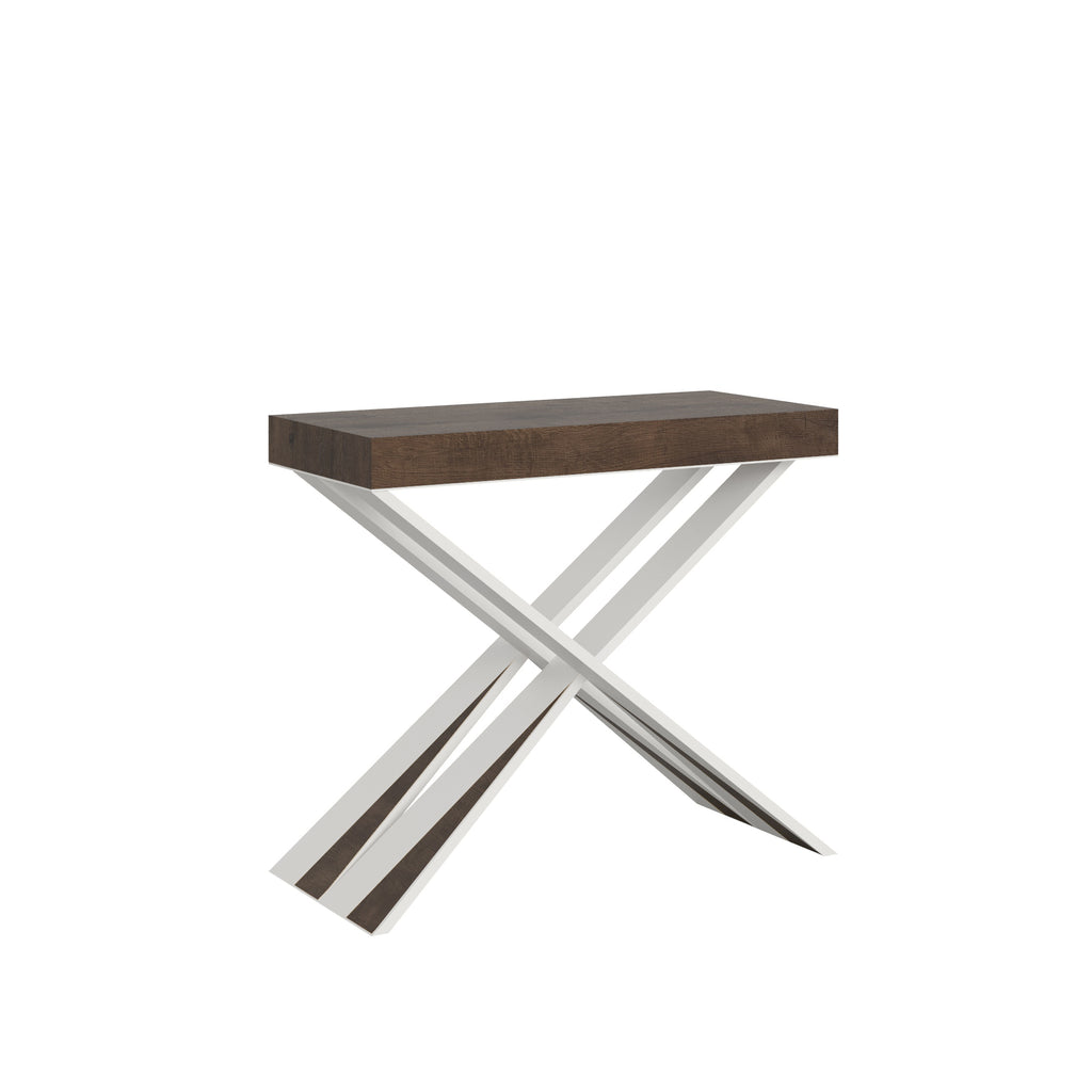 Consolle allungabile 90x40/300 cm Longarone Noce telaio Bianco