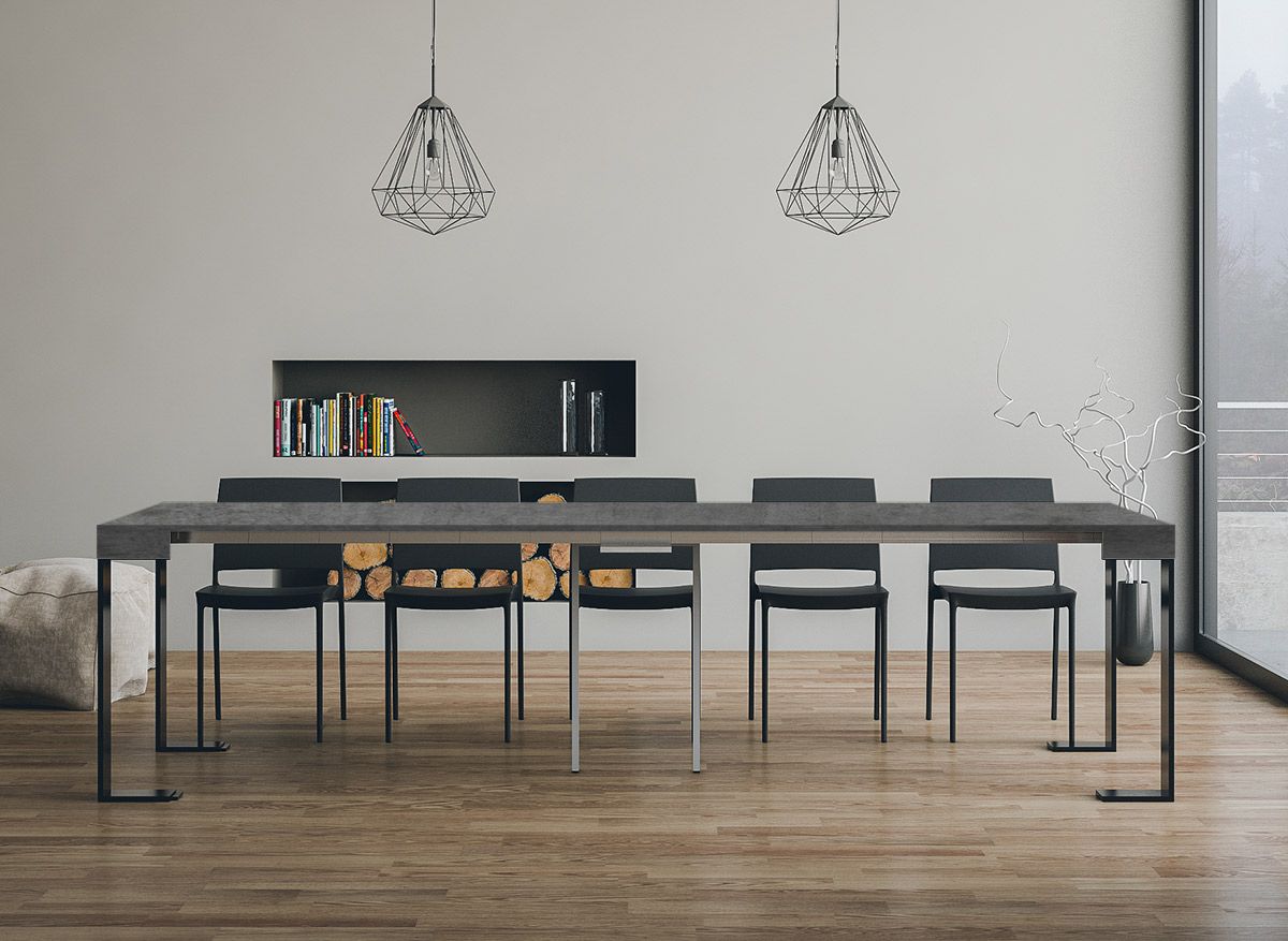 Consolle allungabile 90x40/300 cm Pieve Cemento telaio Antracite