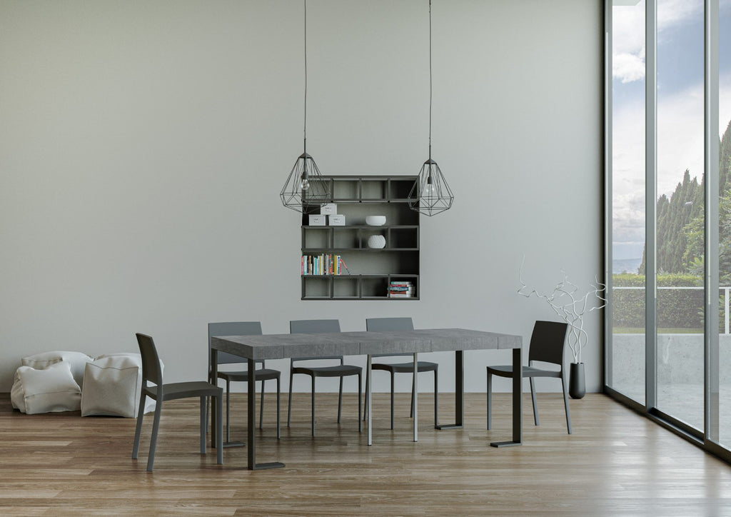 Consolle allungabile 90x40/196 cm Pieve Small Premium Cemento telaio Antracite
