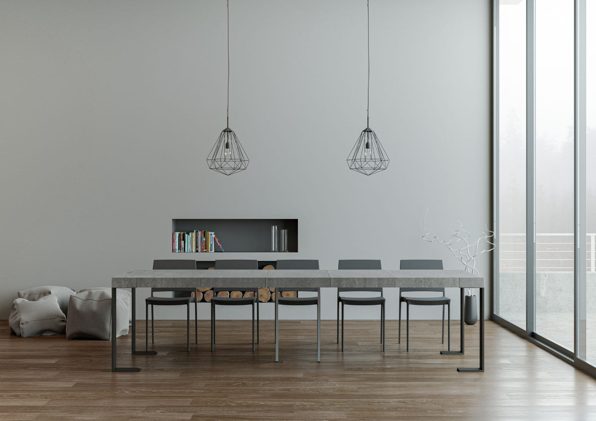 Consolle allungabile 90x40/300 cm Pieve Premium Cemento telaio Antracite
