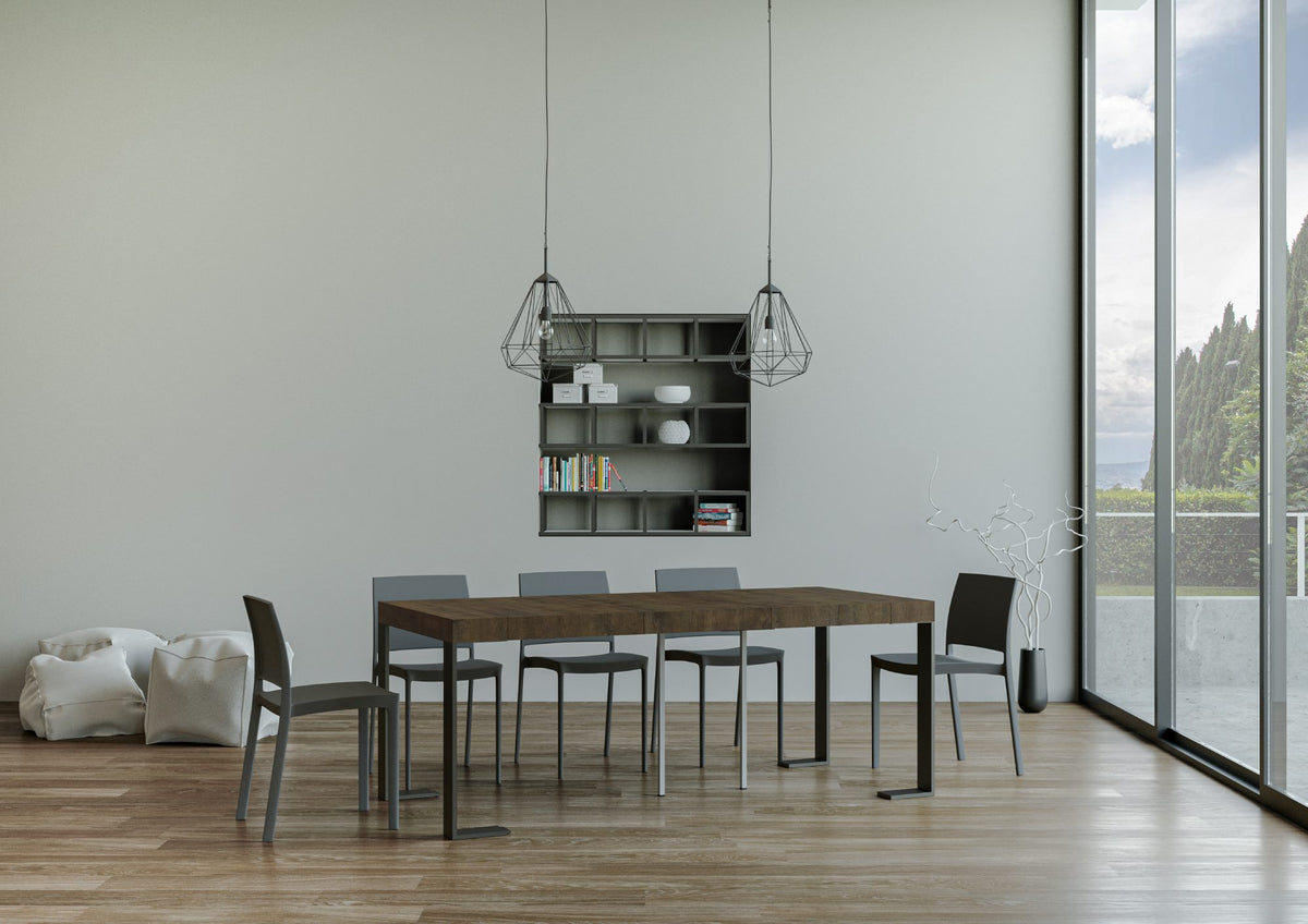 Consolle allungabile 90x40/300 cm Pieve Premium Noce telaio Antracite