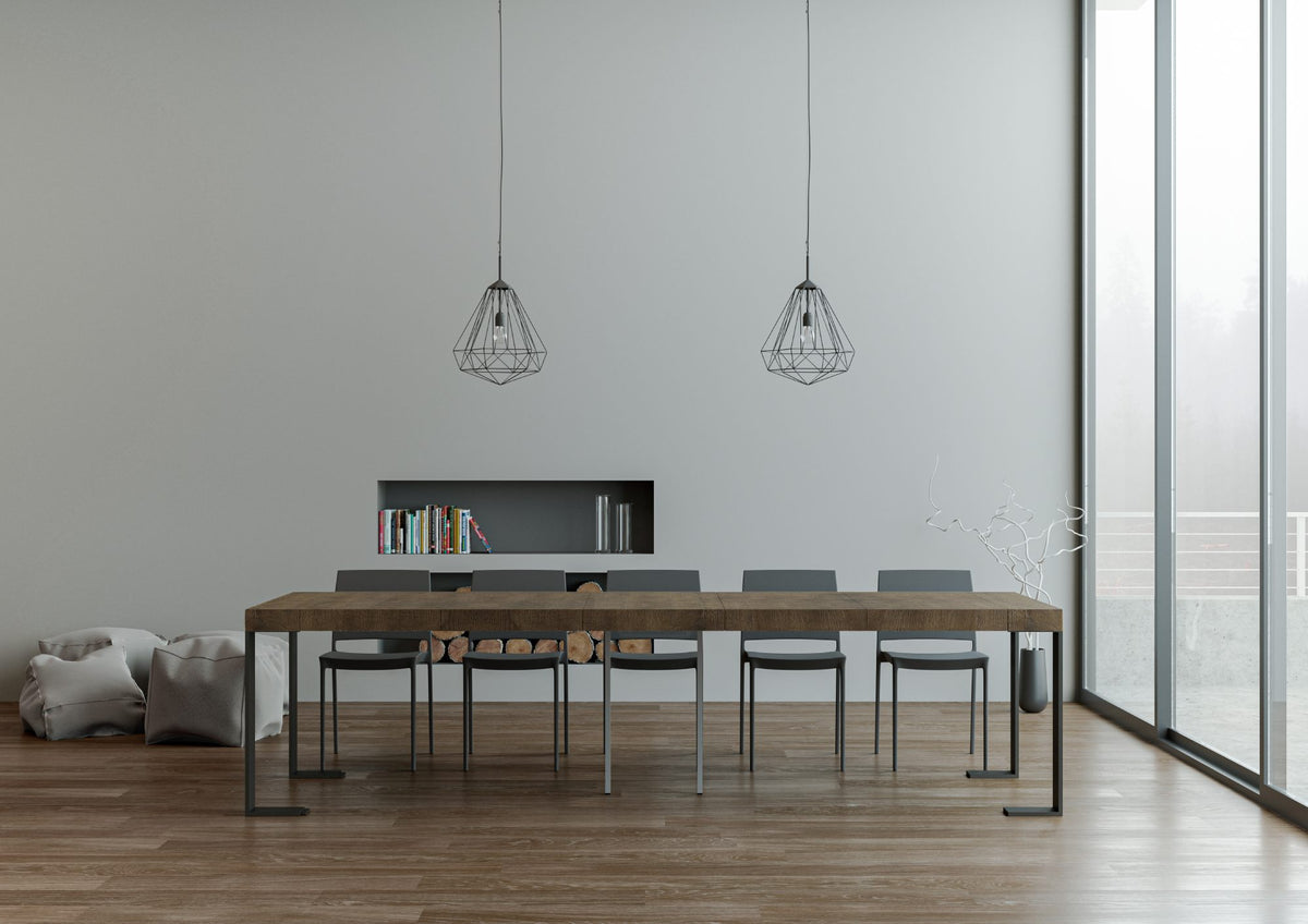 Consolle allungabile 90x40/300 cm Pieve Premium Noce telaio Antracite