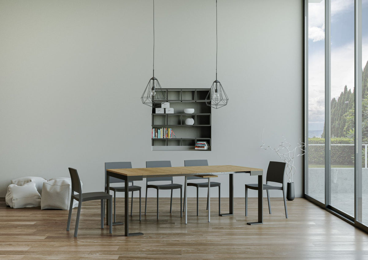 Consolle allungabile 90x40/300 cm Pieve Evolution Quercia Natura telaio Antracite
