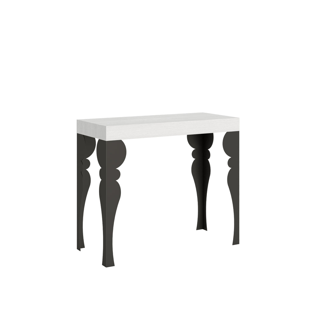 Consolle allungabile 90x40/300 cm Mira Bianco Frassino telaio Antracite