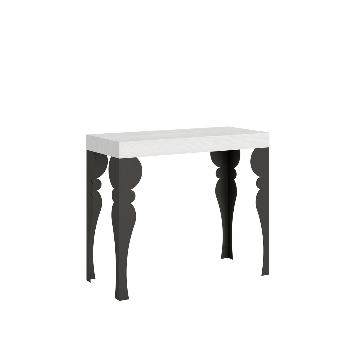 Consolle allungabile 90x40/300 cm Mira Bianco Frassino telaio Antracite