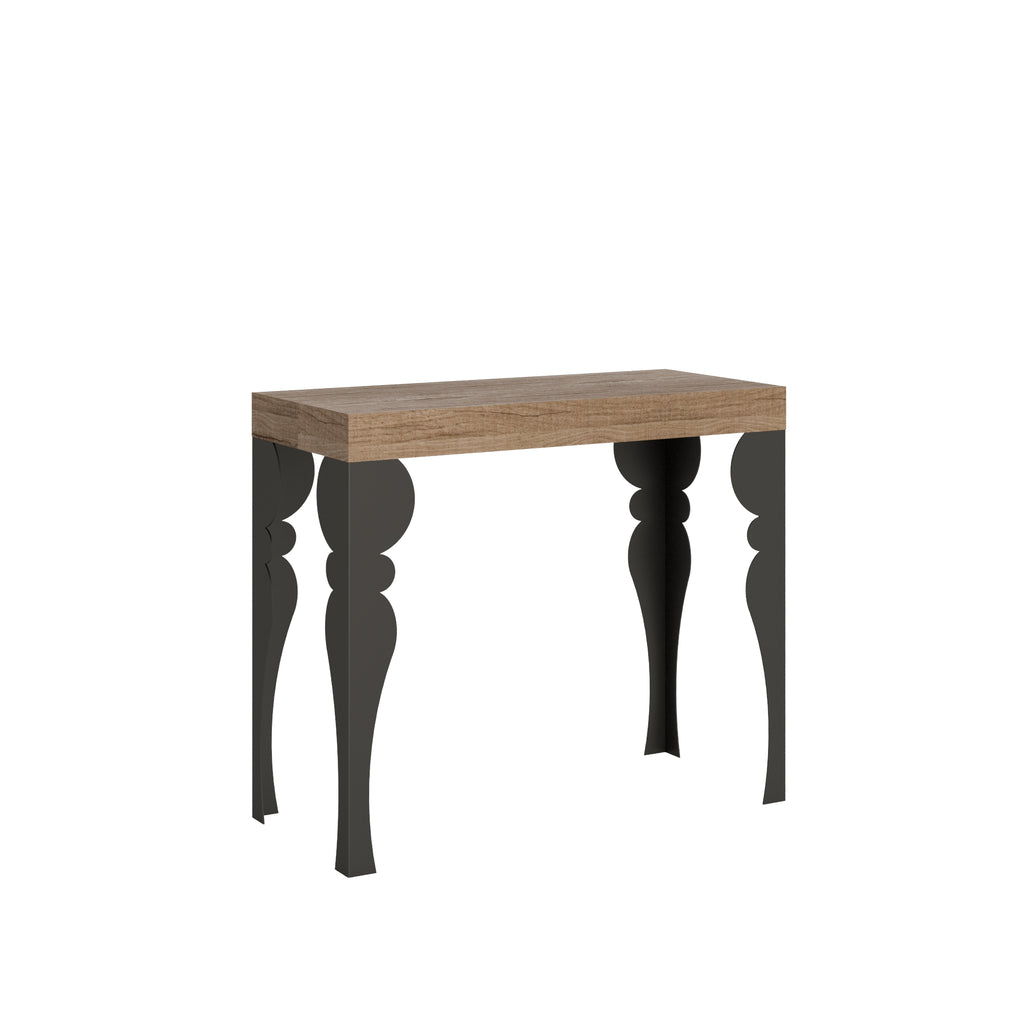 Consolle allungabile 90x40/196 cm Mira Small Quercia Natura telaio Antracite