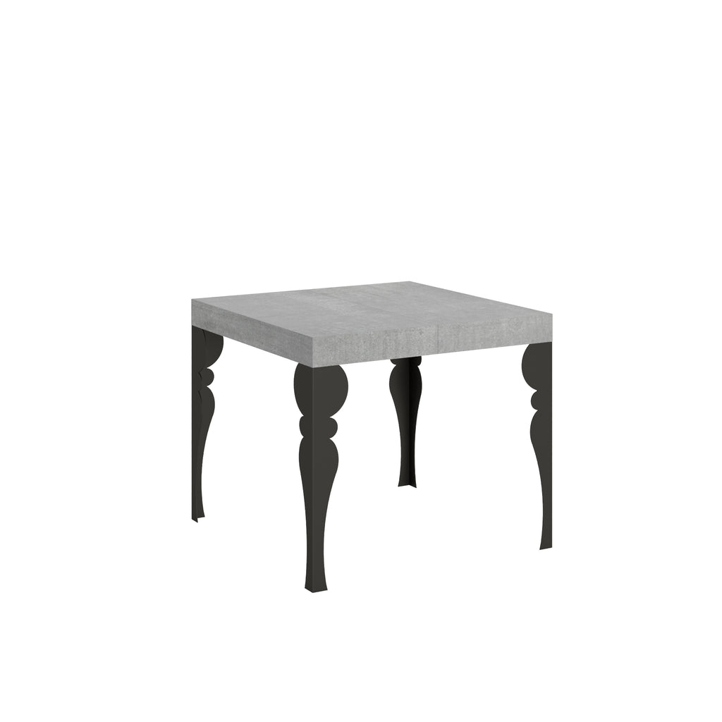 Tavolo allungabile 90x90/246 cm Mira Cemento telaio Antracite