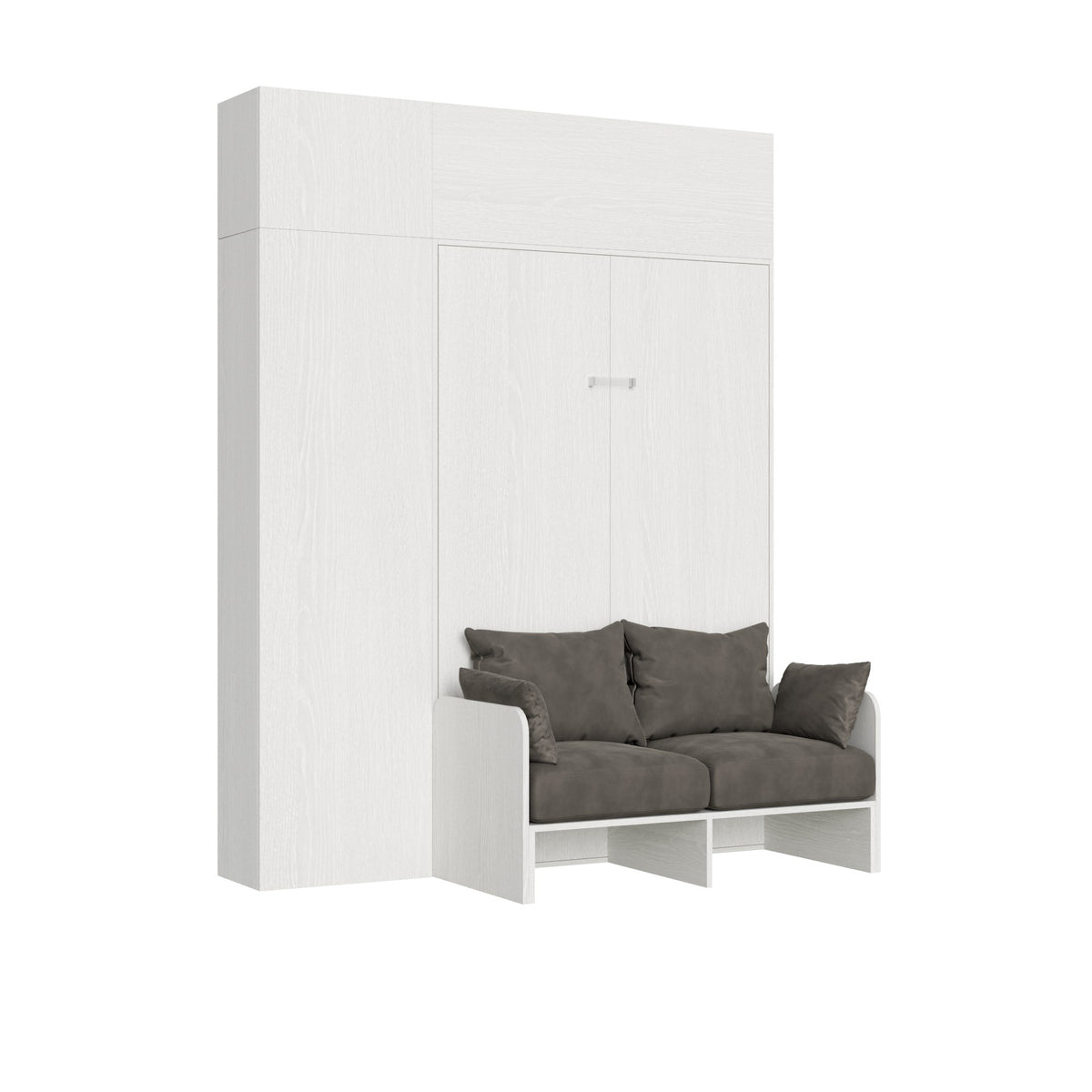 Letto a scomparsa 140 verticale Erbè Sofà con colonna e pensili Bianco Frassino