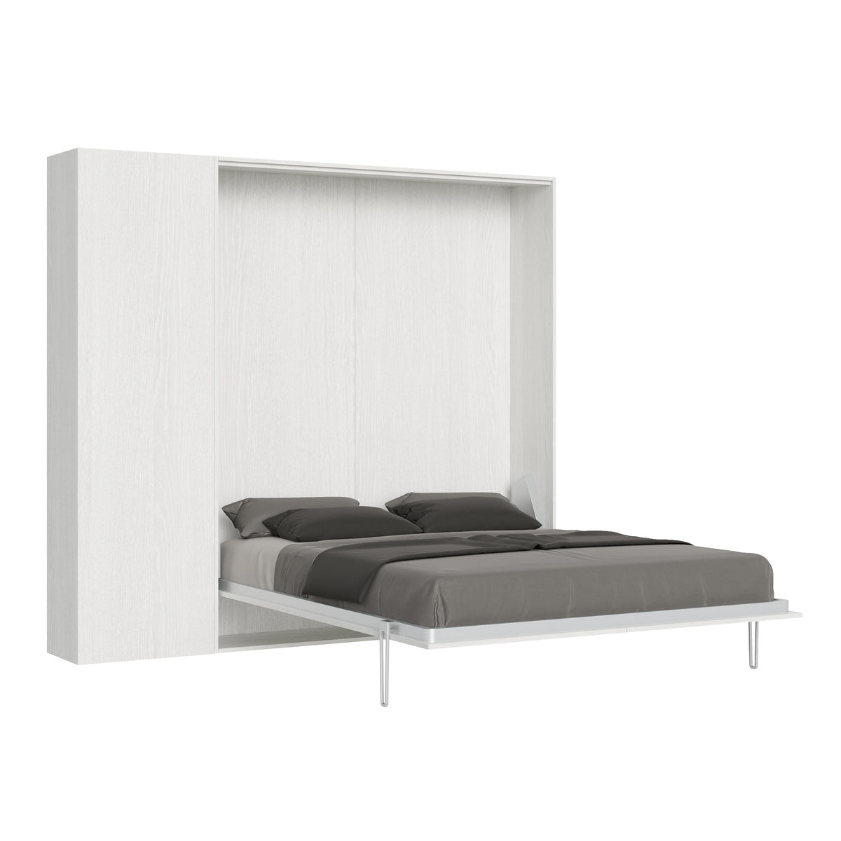 Letto a scomparsa 160 verticale Erbè con colonna Bianco Frassino