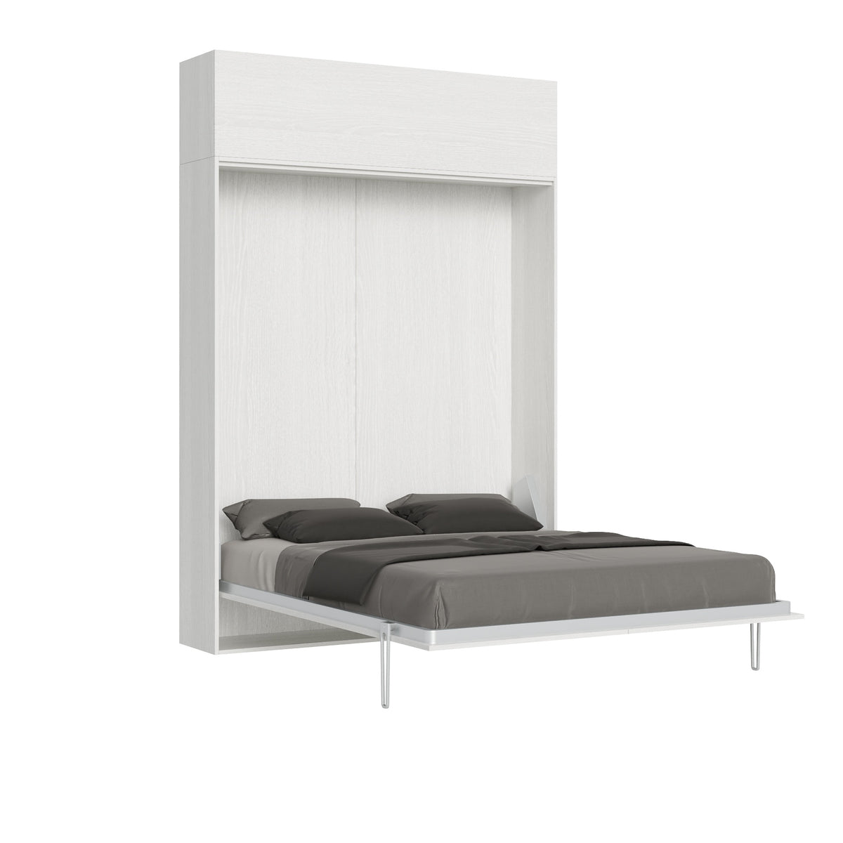 Letto a scomparsa 160 verticale Erbè con pensile vasistas Bianco Frassino