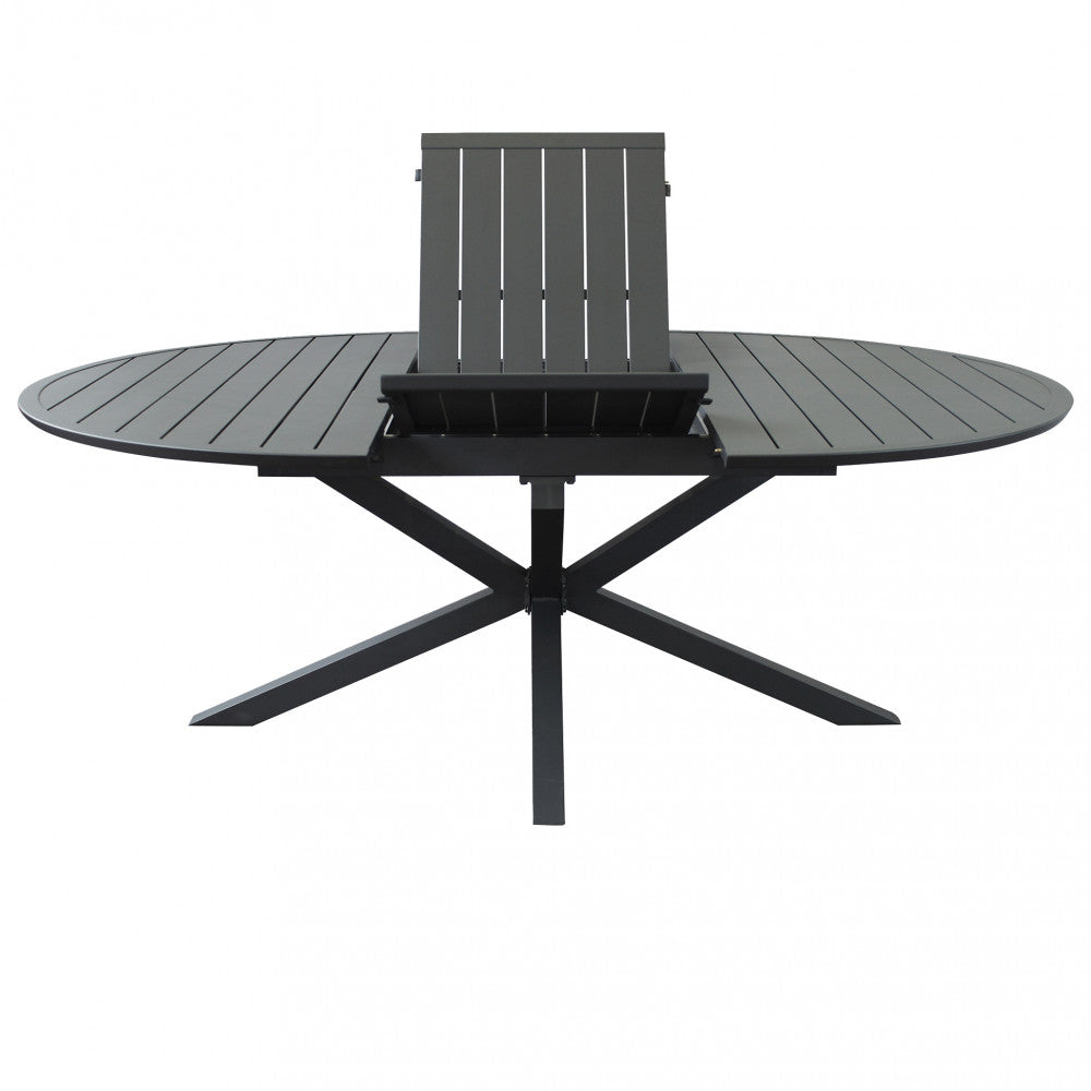 EXTENDABLE CAMELOT ROUND TABLE 150/200 X 150. Structure in WHITE or ANTHRACITE painted aluminum. Dimensions: cm ò 150/204 x 150 x 75 h. Garden Furniture