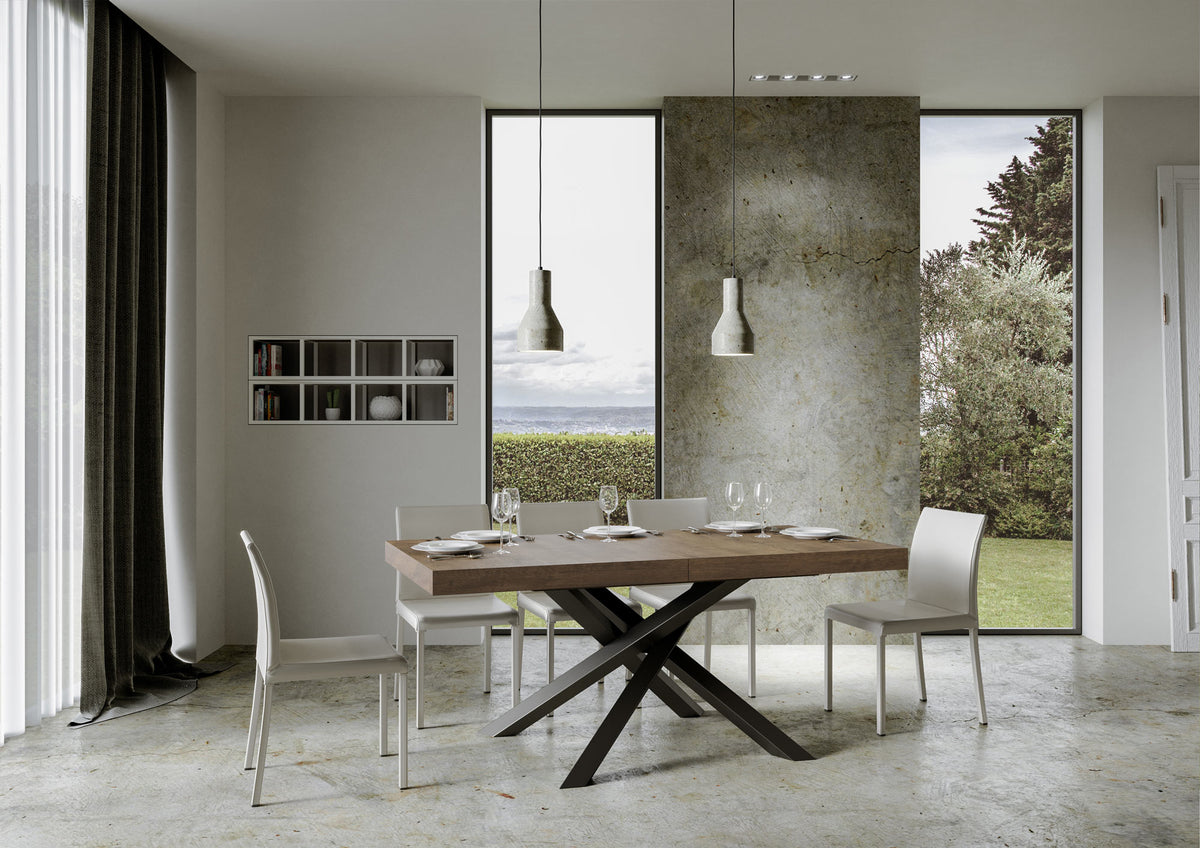 Tavolo allungabile 90x180/284 cm Affi Noce telaio Antracite