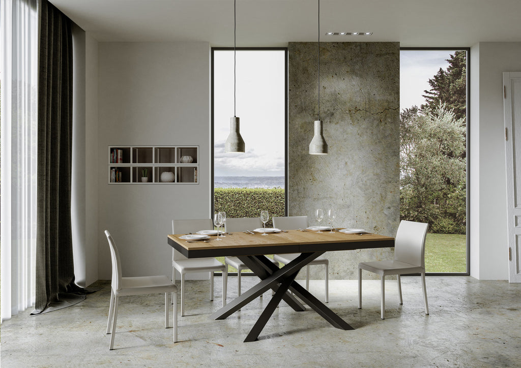 Tavolo allungabile 90x160/264 cm Affi Evolution Quercia Natura telaio Antracite
