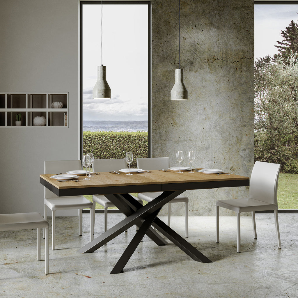 Tavolo allungabile 90x160/264 cm Affi Evolution Quercia Natura telaio Antracite