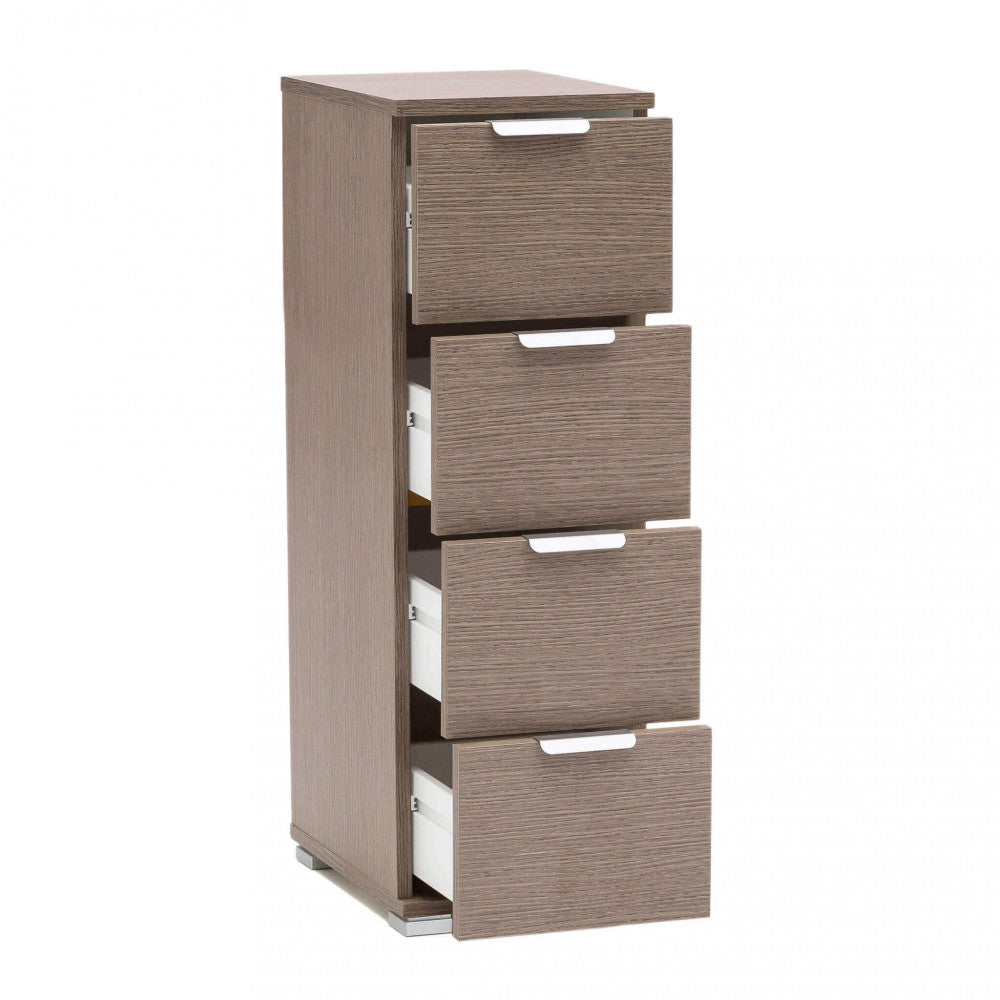 CASSETTIERA PAROS 4 CASSETTI ROVERE GRIGIO. Dimensioni: cm 27 x 38 x 85 h.