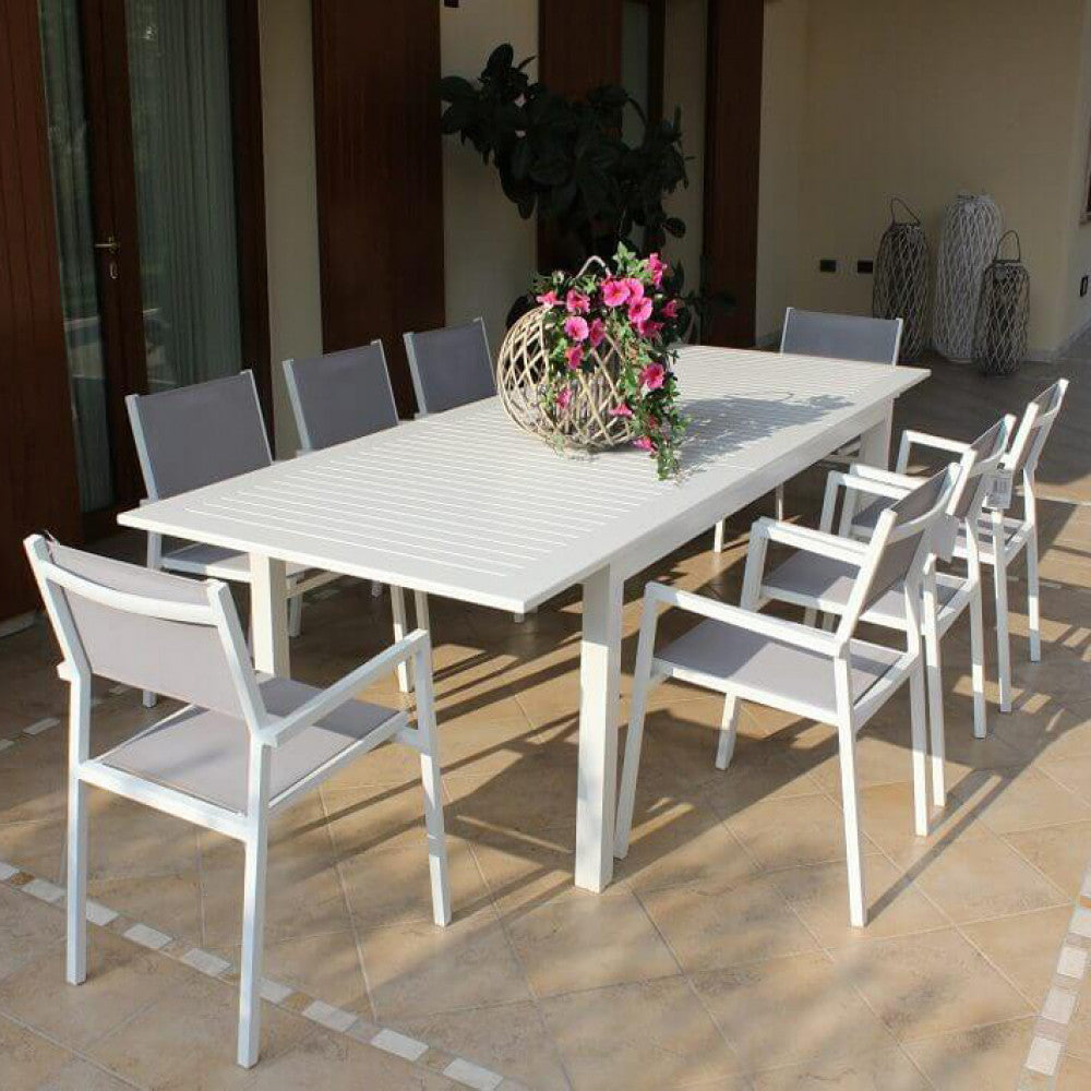 TAVOLO CUBA ALLUNGABILE 150/210 X 90. Struttura in alluminio verniciato BIANCO o TAUPE o TORTORA o ANTRACITE Dimensioni: cm 150/210 x 90 x 75 h. Arredo Giardino
