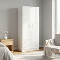 POP WHITE 2-DOOR, TWO-DRAWER WARDROBE. WHITE wooden wardrobe. Dimensions: 80 x 52 x 180 cm.