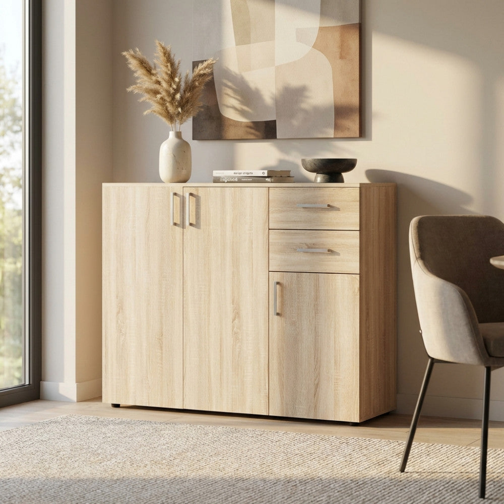 MOBILE FLEXI QUERCIA CHIARO. Dimensioni: cm 106 x 36 x 83 h.