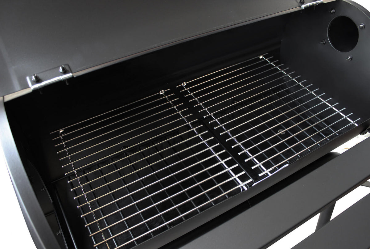 BARBECUE A CARBONELLA CON AFFUMICATORE KENTUCKY. Struttura in acciaio verniciato NERO Dimensioni: cm 110 x 64 x 113,5 h.
