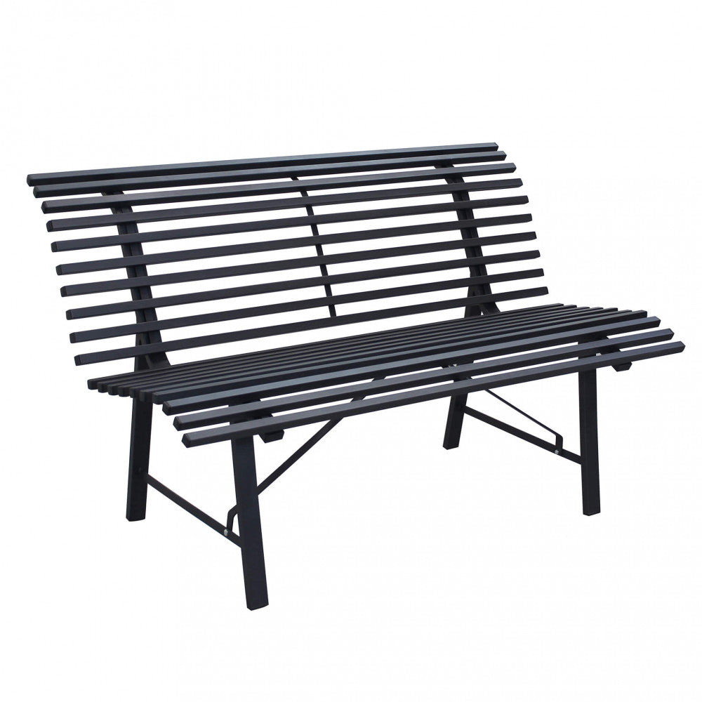 LONDON BENCH. Grey or red metal. Dimensions: 130 x 75 x 79 cm. Garden furniture.