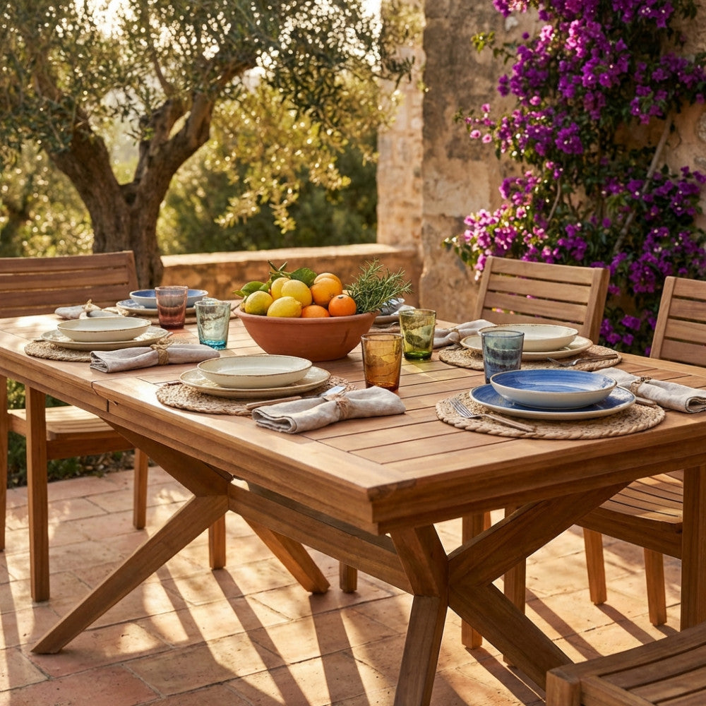 TAVOLO BALI 150/200 X 90. Legno di Acacia massiccio spessore 25 mm Dimensioni: cm 150/200 x 90 x 78 h. Arredo Giardino