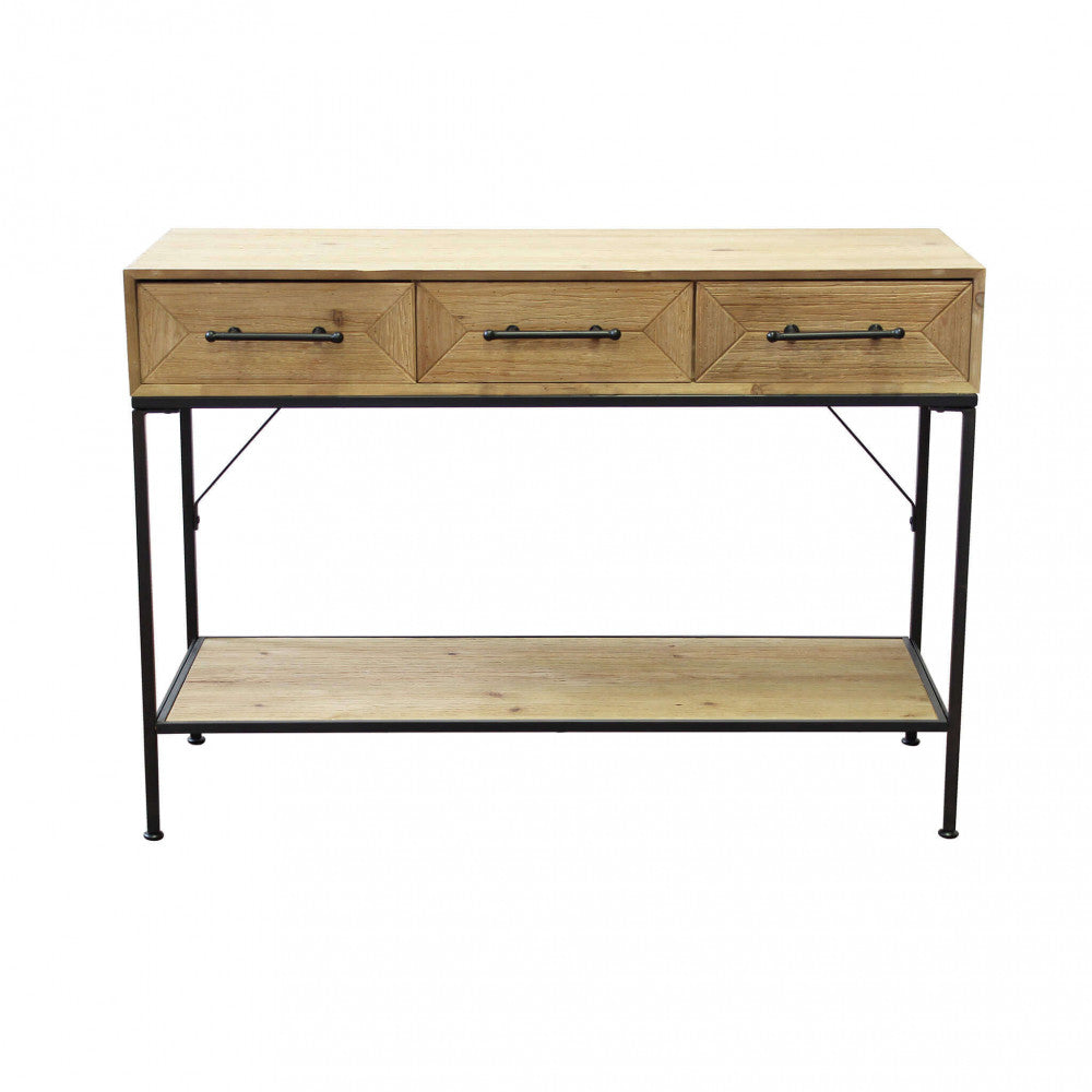 MOBILE BRENDAN. Mobile in ferro e legno con 2 ripiani e 3 cassetti Dimensioni: cm 110,50 x 40 x 76 h.