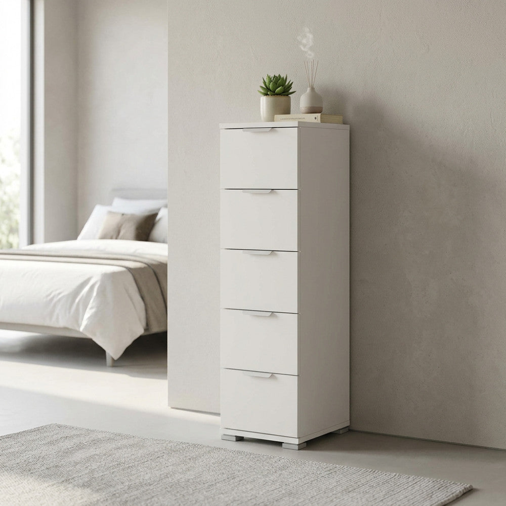 CASSETTIERA TAZZ 5 CASSETTI BIANCA. Dimensioni: cm 27 x 38 x 103 h.