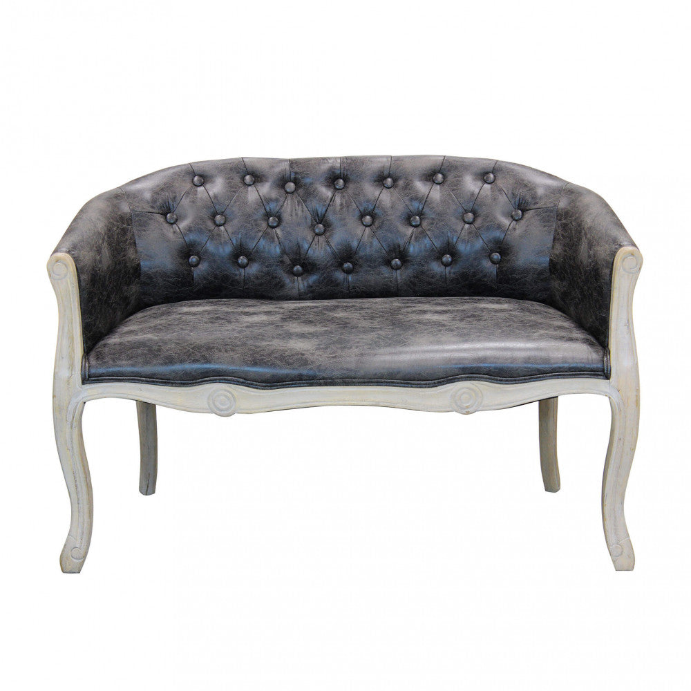 COLEMAN SOFA IN VINTAGE GREY FAUX LEATHER. Dimensions: 107 x 61 x 70 cm h.