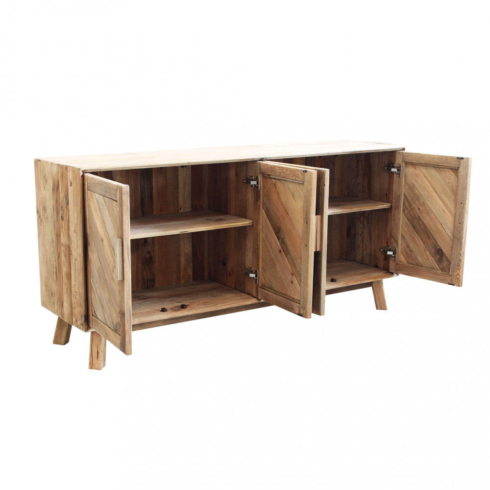 ROLAND SIDEBOARD. Sideboard with 4 doors in recycled pine wood. Dimensions: 180 x 48 x 85 cm.